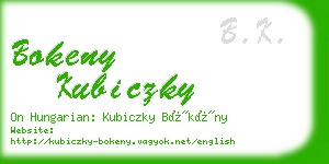 bokeny kubiczky business card